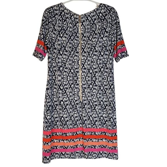 Eliza J Short Sleeve Abstract Navy and White Print Dress Color Block Pink Size 8 - Picture 4 of 14